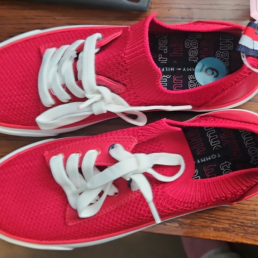 Tommy Hilfilger Red Women's Sneakers with White Laces